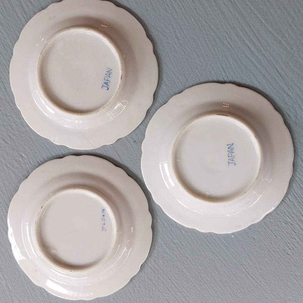 Floral Porcelain 3 Piece Plate Set - Perfect As A Ring Dish - Picture 5 of 6